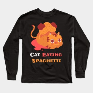 Cat Eating Spaghetti Long Sleeve T-Shirt